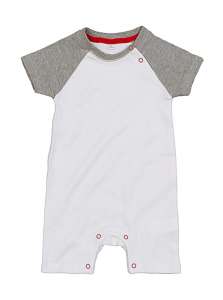 Baby Baseball Playsuit White/Heather Grey/Red