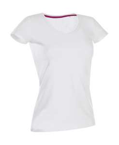 Claire V-Neck T-Shirt bedrucken -White