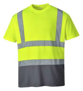 2-farbiges Warnschutz T-Shirt - Gelb/Grau